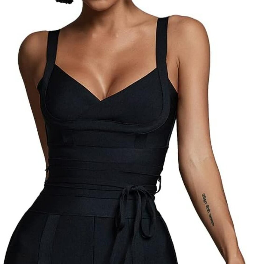 NWT BELLA BARNETT Sexy Women Black Bandage Jumpsuit.  Sz M. - Picture 2 of 4